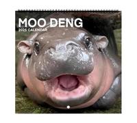 Moo-Deng Calendar 2025 12 Month Baby Hippo FIip Desktop Calendar,Moo Deng Hippo Calendar 2025,Funny Hippopotamus Wall Calendar,Family Daily Monthly Planner Organizer Calendar For Home Decor (A)
