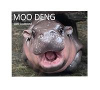 Moo Deng Calendar 2025, Funny Moo Deng Hippo Calendar 2025, Baby Pygmy Hippo MooDeng 2025 Wall Calendar, Moo Deng Hippo Calendar 12 Month Planner, Trendy Christmas Calendar Gift (1 Pack)