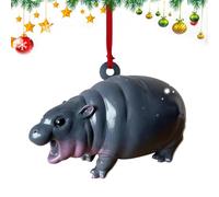 Moo-Deng Hippo Figure, Hippo Resin Figurines, Hippo Rearview Mirrors Charm Decor, Moo-Deng Hippo Resin Ornaments, Cute Small Hippopotamus Statue, Hippo Tabletop Statue For Home Decoration