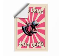 Moo Deng Roar Retro Unframed Wall Art Print A2 (59.4×42cm), Wall Decor