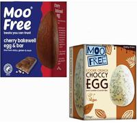 Moo Free Cookie Crunch 135g & Cherry Bakewell 135g Easter Eggs | Includes An Easter Postcard | Free From Dairy, Egg, Gluten, Vegan, Halal, Nuts, Palm Oil | Rare Items