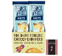 Moo Free Vegan White Chocolate Bars 20 x 20g - Dairy Free, Gluten Free, Soya Free - Mini Bars for Kids, Halloween, Birthday, Stocking Fillers, Office, Visitors, Trick or Treat