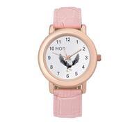 MOO Funny Cow Chicken Humor Wrist Watches for Women Men Quartz Stainless Steel Watch Easy to Read