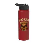 Moo Ha Ha Highland Cow Funny Spooky Halloween Stainless Steel Insulated Water Bottle