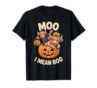 Moo I Mean Boo Cute Cow Pumpkin Halloween Matching Outfit T-Shirt