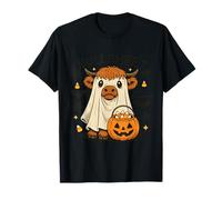 Moo I Mean Boo Funny Highland Cow Ghost Tee T-Shirt