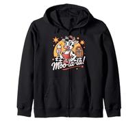 Moo-La-La Retro Cow Milkshake Diner Pinup Style Fun Retro Zip Hoodie