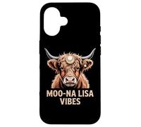 MOO-NA LISA VIBES Highland Cow Funny Punny Renaissance Case for iPhone 16