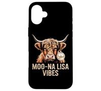 MOO-NA LISA VIBES Highland Cow Funny Sarcastic Farm Animal Case for iPhone 16 Plus