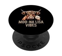 MOO-NA LISA VIBES Highland Cow Funny Sarcastic Farm Animal PopSockets Adhesive PopGrip