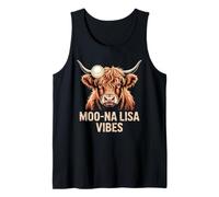 MOO-NA Lisa Vibes Highland Cow Funny Sarcastic Meme Tank Top