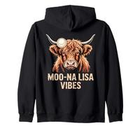 MOO-NA LISA VIBES Highland Cow Funny Sarcastic Meme Zip Hoodie