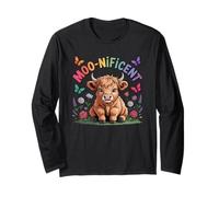 Moo-nificent Cute Highland Cow Lover Long Sleeve T-Shirt