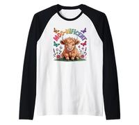 Moo-nificent Cute Highland Cow Lover Raglan Baseball Tee
