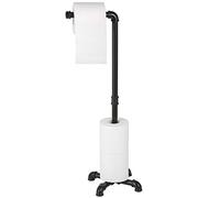 MOOACE Toilet Paper Holder Stand, Industrial Free Standing Bathroom Tissue Paper Roll Dispenser, Black