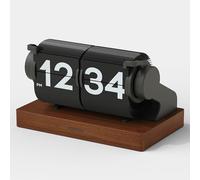 mooas Automatic Mini Flip Clock, Retro Vintage Automatic Flip, Timer Calendar Alarm, Snooze, Desk Clock Large Number USB-C Rechargeable, Ideal for Home Office School Hotel Café (Black)