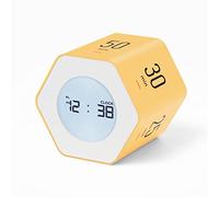 mooas Multi-Hexagon Clock Timer (Yellow Ver.2) - Digital Clock With Backlit Display, 12/24H Mode, Count Up & Countdown, Rotating Display, Various Time Presets for Studying, Cooking, Exercising