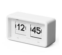 mooas Newtro Flip Desk Clock, Retro Design Auto Flip Clock, Automatic Turning Vintage Flip, Battery Powered, AM/PM, Home Décor Ideal for Home Office School Hotel Café (White)