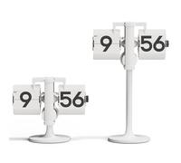 mooas Standing Height Adjustable Flip Desk Clock (White), Retro Vintage Analog Design Flip Clock Standing Clock Battery Operated, for Home Living Room Office School Hotel