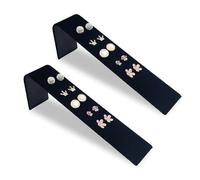 MOOCA 2 Pcs 5-Pair Metal Black Velvet Adjustable Earring Display Stand, Jewelry Stud Holder Earring Organizer for Vendor, Showcase, Black Color, 6 ¼L x 1 ⅜W x 2H in