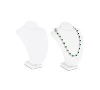 MOOCA 2 Pcs Small Necklace Chain Jewelry Bust Display Holder Stand, Necklaces Display Mannequin, Jewelry Bust Stand 7 1/4 in H, White Leatherette
