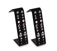 MOOCA 2-Piece Set, Premium Adjustable Earring Display Stand for 12 Pairs of Earrings, 2 W x 2 7/8 D x 6 5/8 H in, Black Velvet