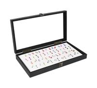 MOOCA Body Jewelry Display Tempered Glass Case with 54 Clips, Black Velvet
