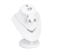 MOOCA White Leatherette Combination Display Jewelry Bust for Necklaces, Earrings, Rings