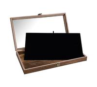 Mooca Wooden Jewelry display case with Tempered Glass Top Lid, Brown Color