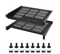 Moocci 19" 1U Server Rack Shelf 2 Pack - Universal Vented Network Rack Mount Shelf for Server Rack & Cabinet - Rackmount Shelf Rack Shelves Cantilever Tray for Small Light Device Equipment