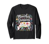 Moochas Grassias Farmer Cown Pun Joke Greetings - Long Sleeve T-Shirt