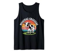 Moochas Grassias Farmer Cown Pun Joke Greetings |- Tank Top