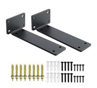 Mooche 2PCS Black Shelf Brackets, 90 Degree Floating Shelf Bracket, Scaffold Board Shelf Brackets 7inch/17.8cm, Heavy Duty Metal L Bracket for Shelves Support Wall Hanging