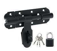 Mooche 2PCS Door Lock Bolt Black, with Lock Heavy Duty Latch Lock, 105MM Bolts Locks Slide Gate Latch, for Various Wooden Doors Such as Interior Doors, Courtyard Door, Pergolas, Barns