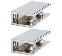 Mooche 2Pcs Glass Shelf Bracket, Adjustable Shower Brackets,Zinc Alloy Heavy Duty Rectangle Clamp Holder for 6-10mm Glass Shelves,Wall Mount Clamps Clip Support Panel Hardware Replacement Parts,Chrome