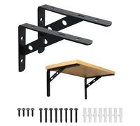 Mooche 2Pcs Shelf Brackets Black, Heavy Duty Stainless Steel Triangle Shelf Brackets, Metal L-Shaped Shelf Bracket, 15×11×2CM Angle Bracket for Shelves Support Wall Hanging Supporting Suspended Items
