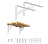 Mooche 2Pcs Shelf Brackets White, Heavy Duty Stainless Steel Triangle Shelf Brackets, Metal L-Shaped Shelf Bracket, 15×11×2CM Bracket for Shelves Support Wall Hanging Supporting Suspended Items