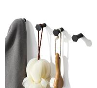Mooche 4PCS Black Coat Hooks, Screw in Bathroom Towel Hook, SUS304 Stainless Steel Heavy Duty Door Hanger Robe Clothes Closet Sponges Hook for Wall, Matte Black Finished