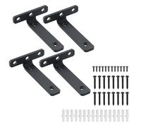 Mooche 4Pcs Black Shelf Brackets, Wall Floating Shelf Brackets, Heavy-Duty Metal L-Shaped Shelf Bracket, 120MM*75MM for Shelves Support Wall Hanging Supporting Suspended Items