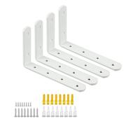 Mooche 4Pcs Shelf Brackets White, Heavy Duty Angle Brackets, Metal L-Shaped Shelf Bracket, 15.4×10.5×2.5CM for Shelves Support Wall Hanging Supporting Suspended Items