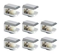 Mooche 8Pcs Chrome Adjustable Glass Shelf Brackets, Wall Mounted Metal Glass Clamp Supports, Adaptive 5-8MM Thickness Glass Shelf for Bathroom, Kitchen