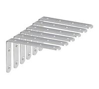 Mooche 8PCS Chrome Shelf Brackets 150mm, Metal L Bracket for Shelves, Wall Mounted Shelf Supports Brace Heavy Duty for Living Room Kitchen Office