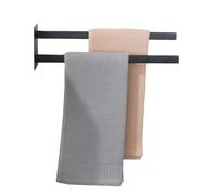 Mooche Black Towel Rail Wall Mounted, Self Adhesive Hand Towel Bar, 38CM | Rectangle Bar, SUS304 Stainless Steel Rustproof Towel Rack, Double Towel Bar for Bathroom Kitchen, Toilet Towels Storage
