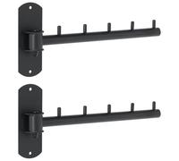 Mooche Clothes Rail Wall Mounted Black 2Pcs, Left-Right Swivel Rail, Wall Cloth Drying Rack, SUS304 Stainless Steel Clothes Rack, for Wardrobe Bedroom Living Room 275MM