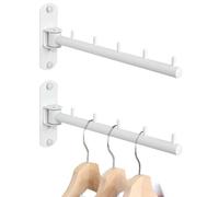 Mooche Swing Clothes Hanger Rack, Garment Racks Folding Clothes Bar Wall Mounted, 180°Rotation Laundry Drying Rack 304 Stainless Steel Space Saving for Laundry Room Bedroom Balcony, 9.45" Long 2Pack