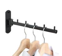 Mooche Wall Mounted Coat Rack Black Left-Right Swivel Clothes Rail Wall Mounted Type Mounted Drying Rack Stainless Steel Extending Laundry Rack for Wardrobe Bedroom Living Room 275MM