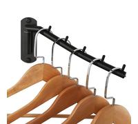 Mooche Wall Mounted Coat Rack Black, Left-Right Swivel Clothes Rail, Wall Mounted Type Mounted Drying Rack, 270MM Stainless Steel Extending Laundry Rack for Wardrobe Bedroom Living Room