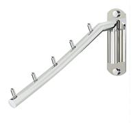 Mooche Wall Mounted Coat Rack Chrome, Left-Right Swivel Clothes Rail, Wall Mounted Type Mounted Drying Rack, 27CM Stainless Steel Extending Laundry Rack for Wardrobe Bedroom Living Room