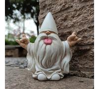 MOOCOCO Funny Rocker Gnome Figurines, Rock Your Fairy Garden, 5.9 in Gnome Statue, Resin Statue Garden Decor Ornament