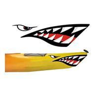 MOOCY 2Pcs Shark Teeth Mouth Kayak Stickers，Kayak Decals Waterproof DIY Funny Graphics Accessories for Kayak Canoe Fishing Boat Car Truck Jet Ski Hobie Dagger Ocean Boat Decoration(Shark-nb)